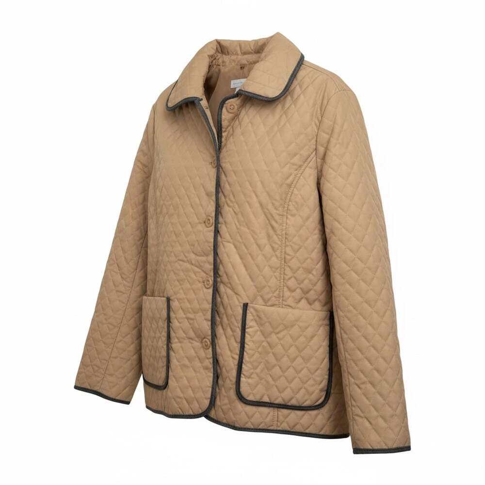 Charter Club Tan Quilted Lightweight Jacket with Corduroy Trim L Cabincore